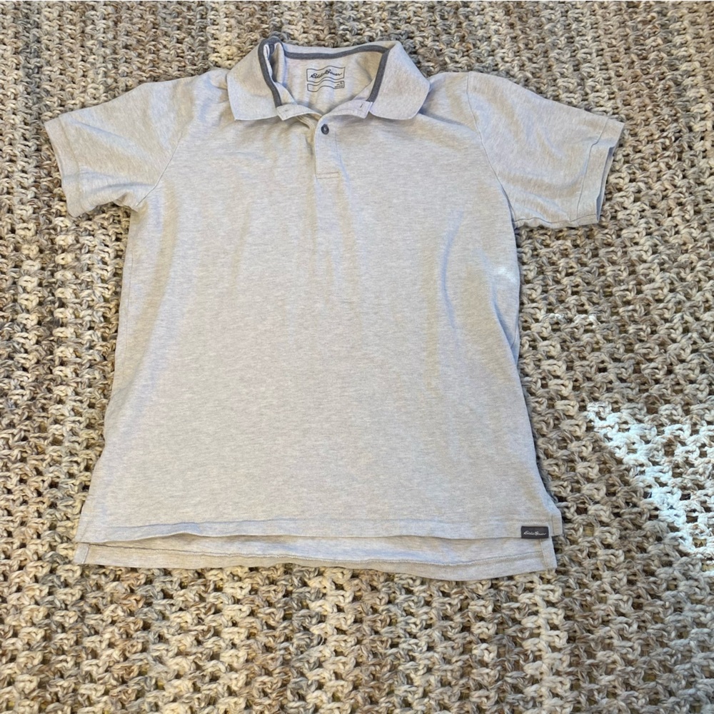 Eddie Bauer Light Gray Polo Shirt 100% cotton